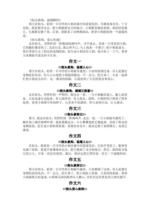 街头救狗作文 100字