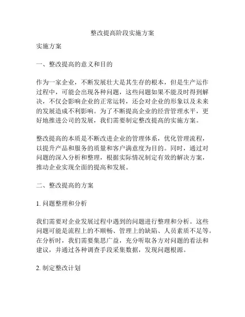 整改提高阶段实施方案