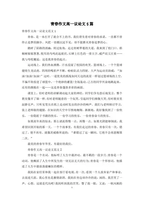 青春作文高一议论文5篇