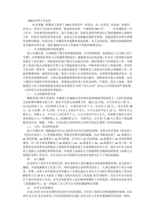 2013年终工作总结