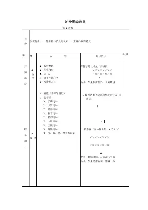 轮滑初级课时教案