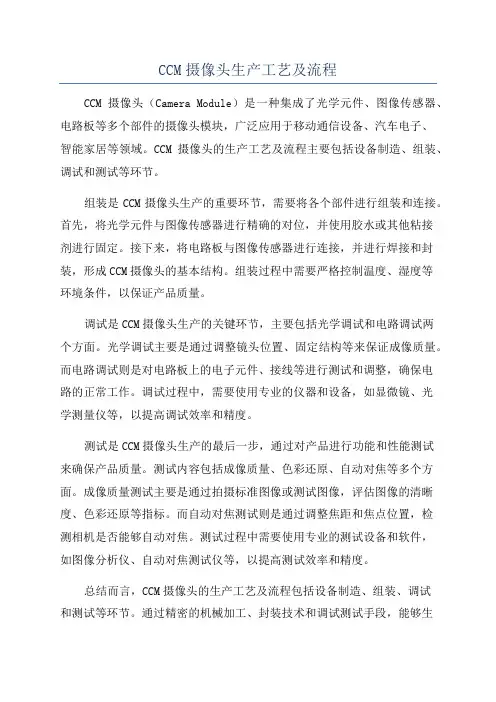 CCM摄像头生产工艺及流程
