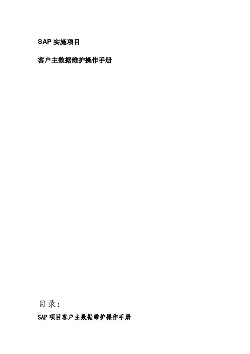 SAP客户主数据维护操作手册