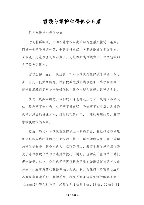 组装与维护心得体会6篇