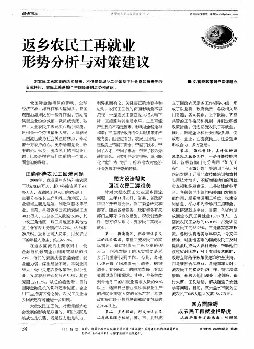 返乡农民工再就业形势分析与对策建议