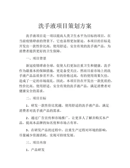 洗手液项目策划方案