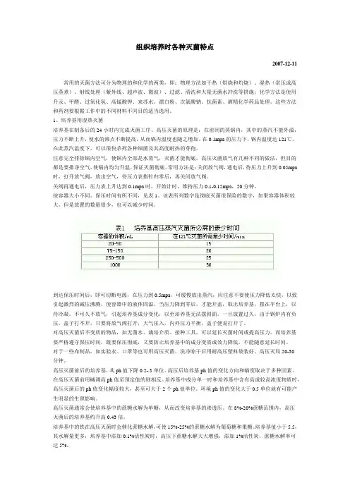 组织培养中的灭菌