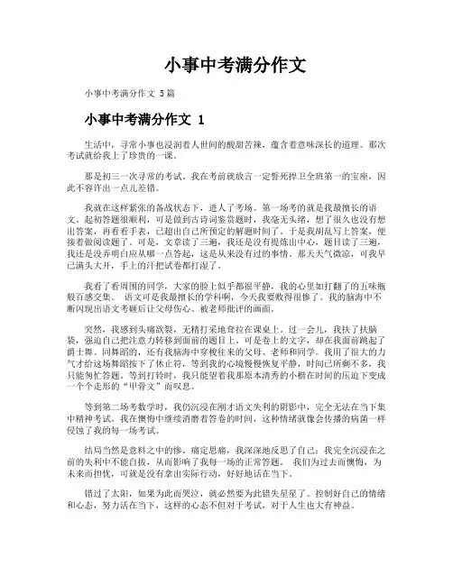 小事中考满分作文