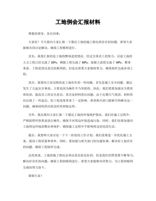 工地例会汇报材料