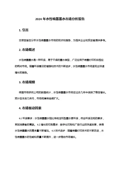 2024年水性喷墨墨水市场分析报告