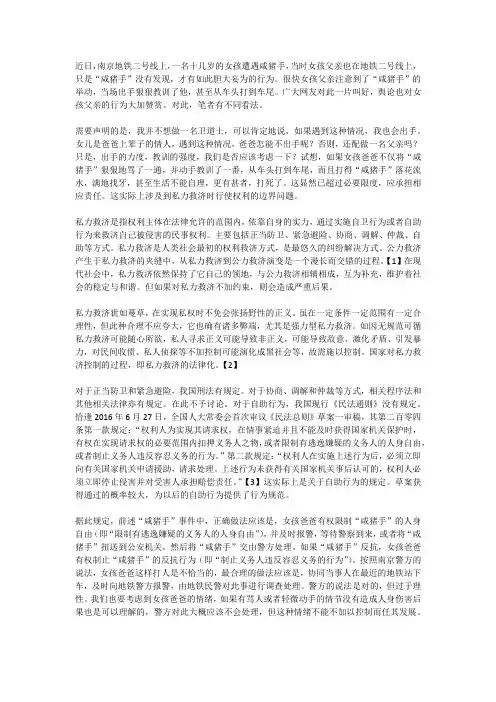 肖临骏：私力救济时行使权利的边界