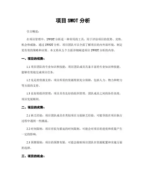 项目SWOT分析