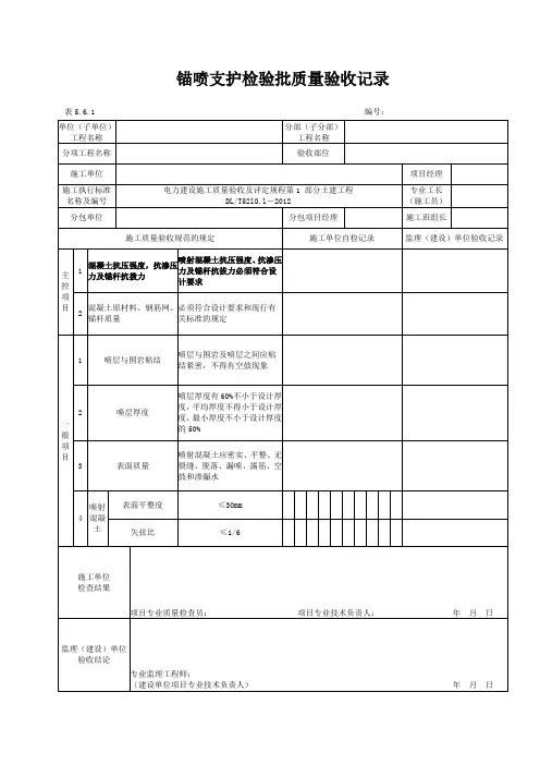 5.6.1锚喷支护检验批质量验收记录 2