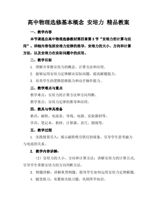 高中物理选修基本概念安培力精品教案