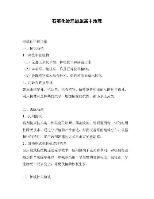 石漠化治理措施高中地理