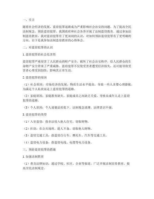 法制盗窃教育心得体会