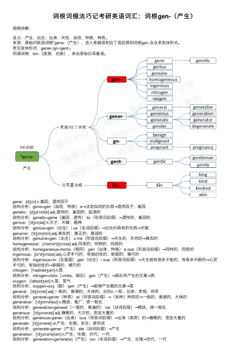 词根词缀法巧记考研英语词汇：词根gen-（产生）