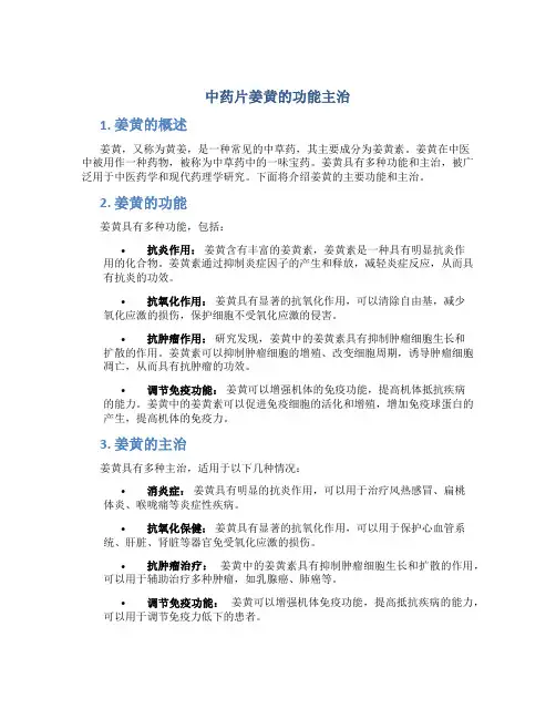 中药片姜黄的功能主治