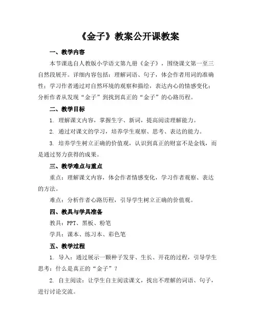《金子》教案公开课教案