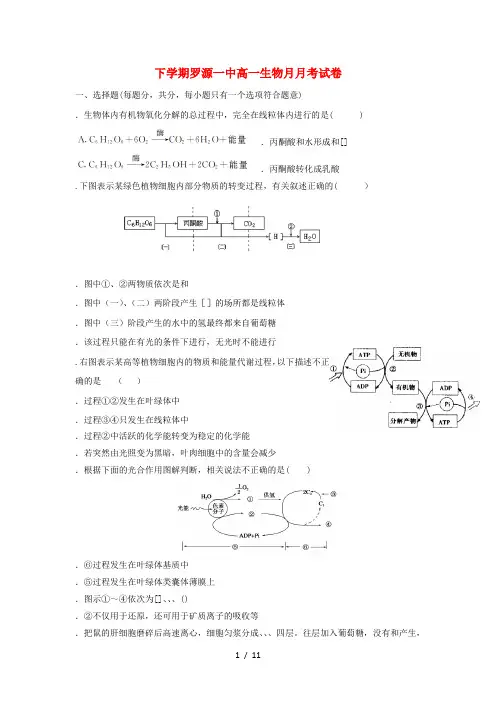 福建省罗源第一中学2018_2019学年高一生物3月月考试题201904260219