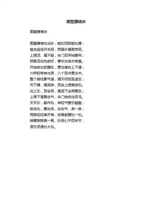 面壁蹲墙诀