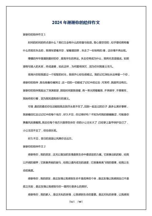 2024年谢谢你的陪伴作文