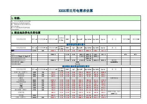 某商业项目用电负荷估算表0418