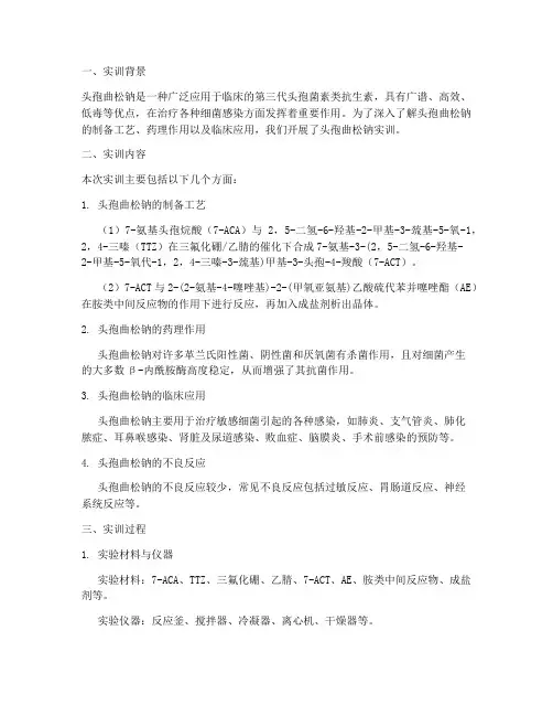 头孢曲松钠实训报告