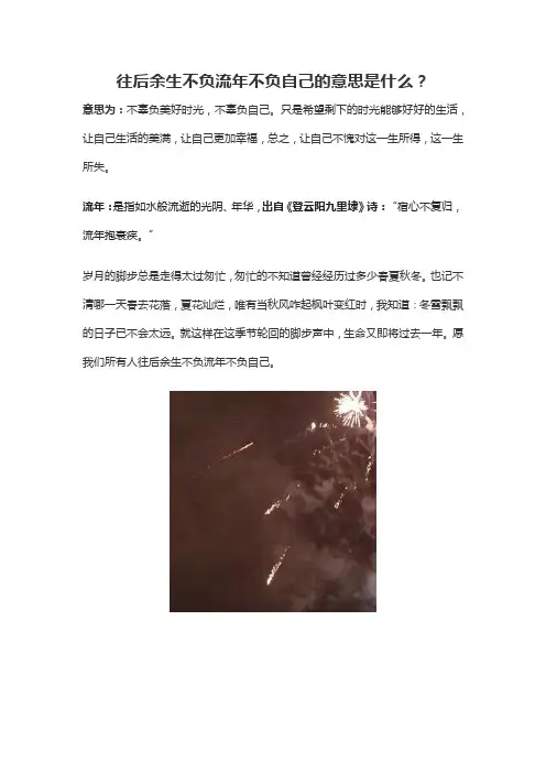 往后余生不负流年不负自己的意思