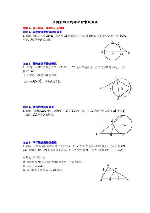 证明圆的切线的七种常用方法