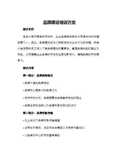 品牌建设培训方案