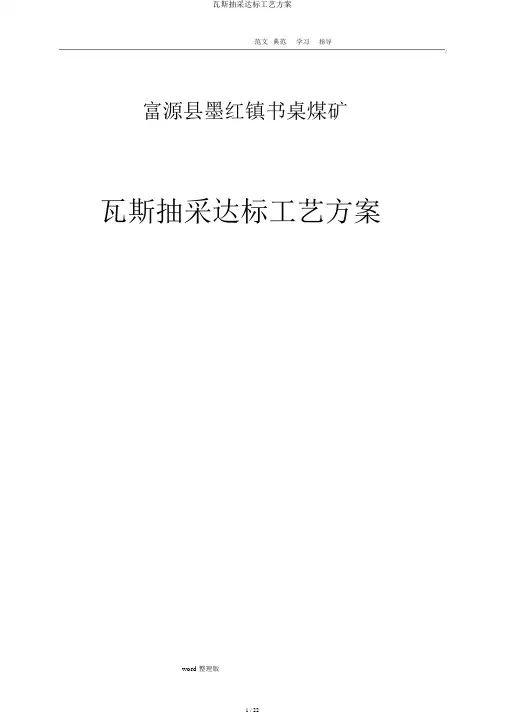 瓦斯抽采达标工艺方案