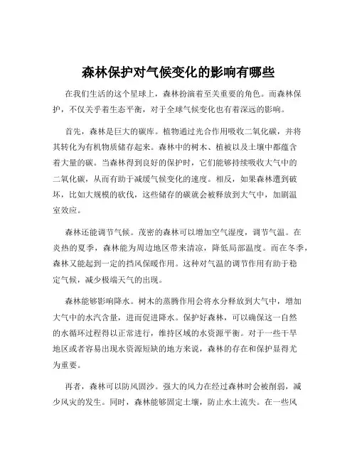 森林保护对气候变化的影响有哪些