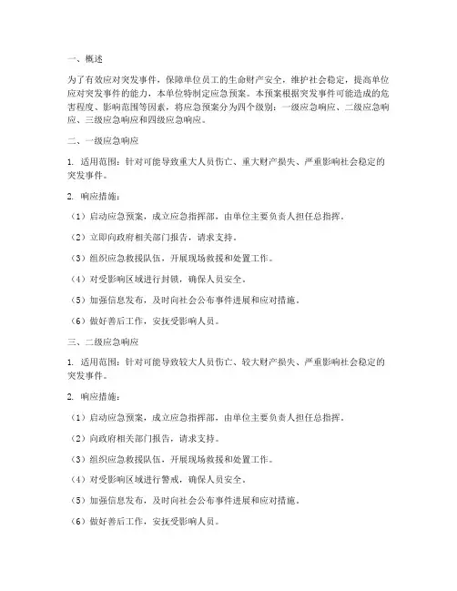 单位应急预案级别
