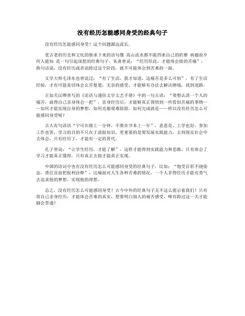 没有经历怎能感同身受的经典句子
