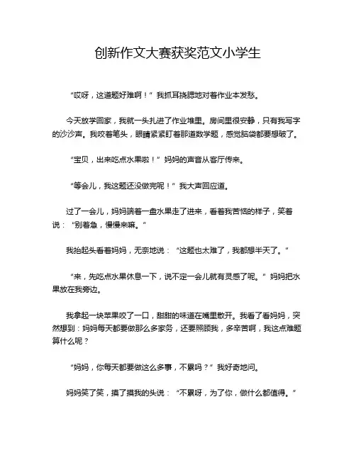 创新作文大赛获奖范文小学生