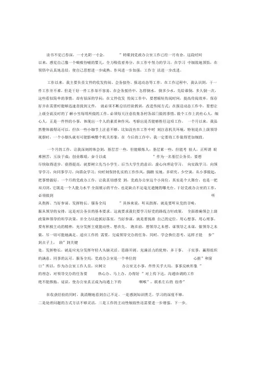 党政办公室工作心得体会