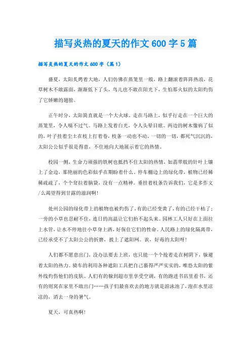 描写炎热的夏天的作文600字5篇