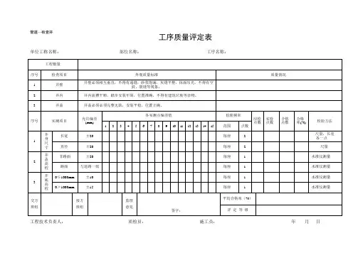 工序质量评定表(管道-检查井)