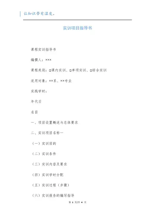 实训项目指导书