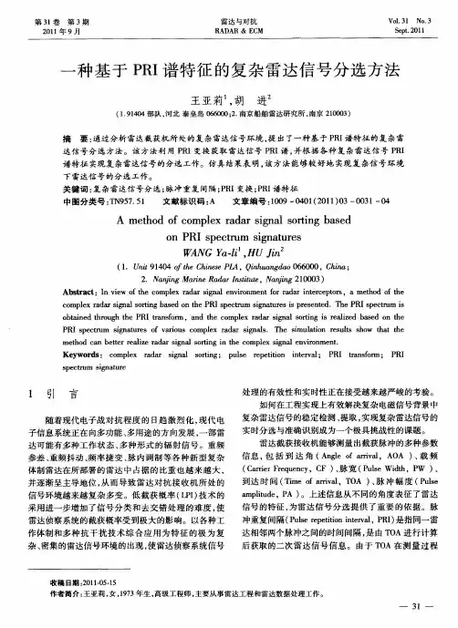 一种基于PRI谱特征的复杂雷达信号分选方法