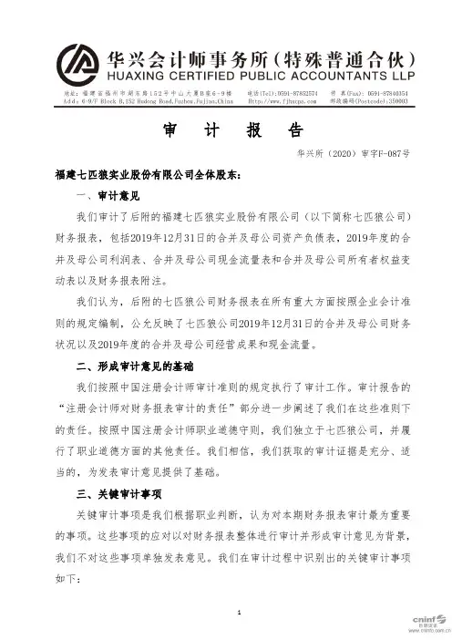 七匹狼：2019年年度审计报告