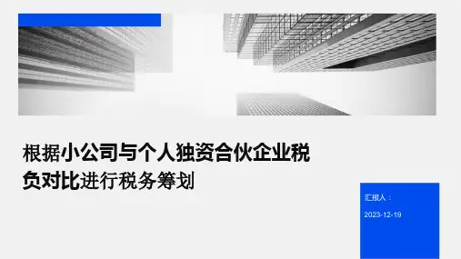 根据小公司与个人独资合伙企业税负对比进行税务筹划