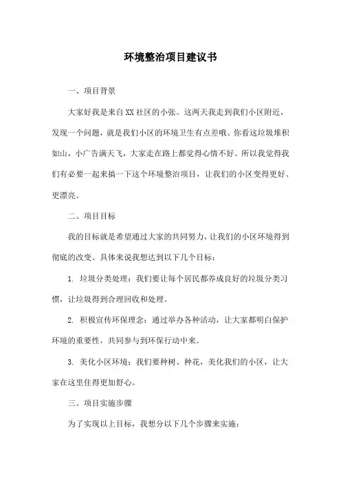 环境整治项目建议书