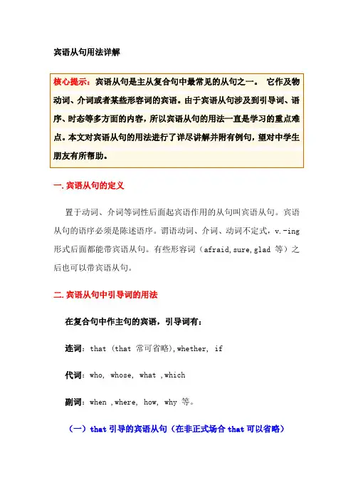 宾语从句用法详解