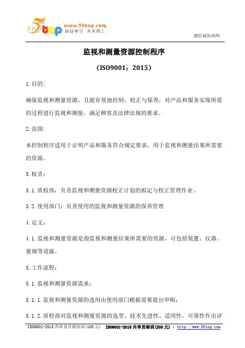 监视和测量资源控制程序(含表格)
