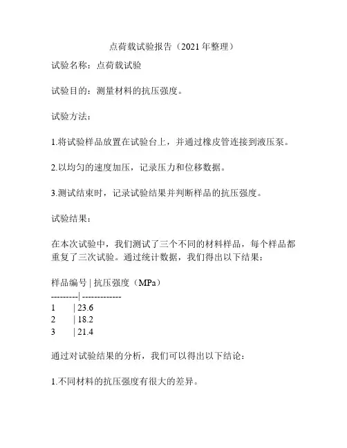 点荷载试验报告(2021年整理)