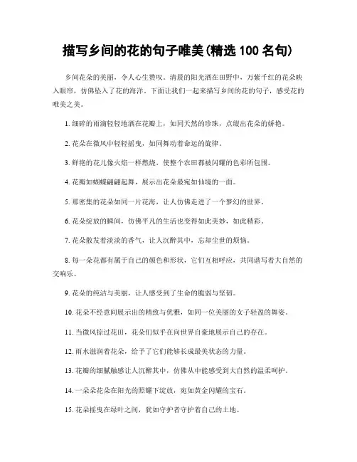 描写乡间的花的句子唯美(精选100句)