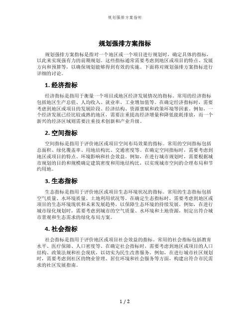 规划强排方案指标