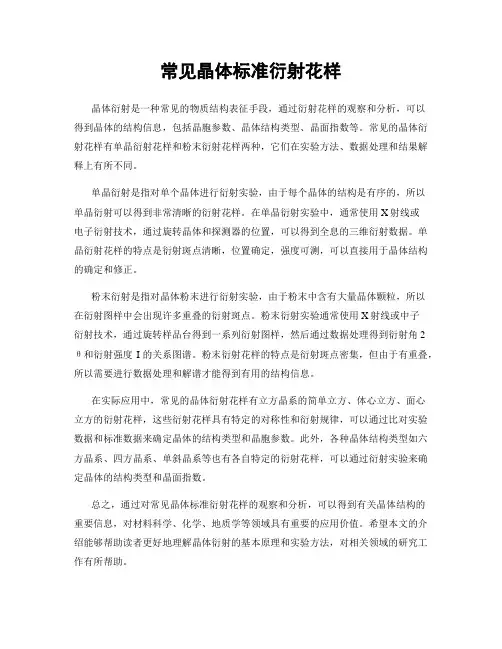 常见晶体标准衍射花样
